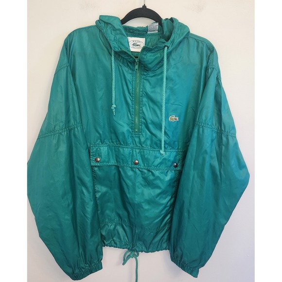 Vintage IZOD Lacoste Anorak Pullover Jacket Green Windbreaker Mens Large 80s - Picture 1 of 6
